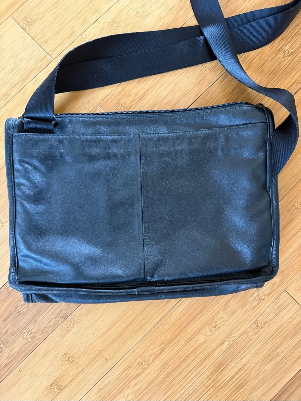 Tumi Black Leather Laptop Messenger Bag